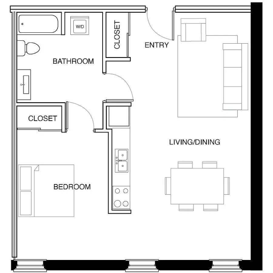 Floor plan 1 Bedroom-B1