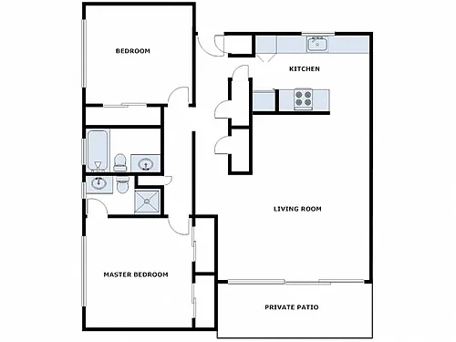 Floor plan 2 Bed / 2 Bath: Type A