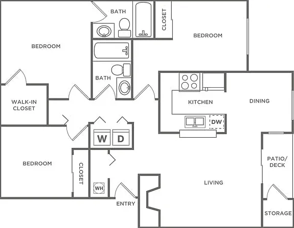 Three Bedroom Two Bath | 1,108 sq. ft. Three Bedroom Two Bath | 1,108 sq. ft.