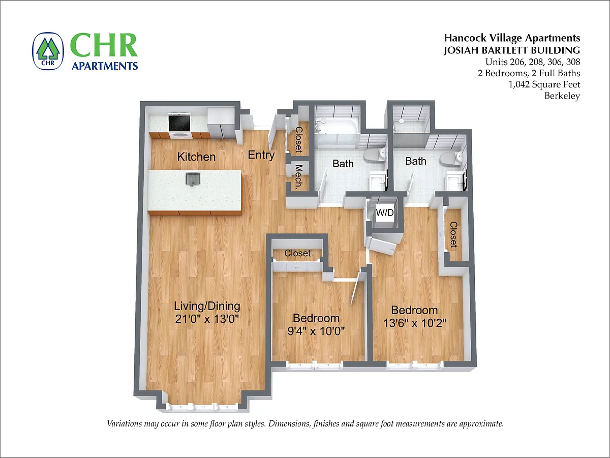 Floor plan 2 Bed/2 Bath Single Level - The Bartlett