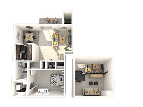 Floor plan One Bedroom Apartment with Loft