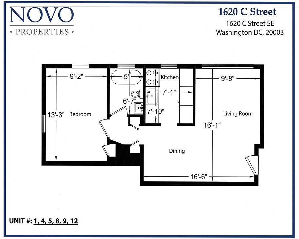 Floor plan Standard 1Bedroom/1Bath