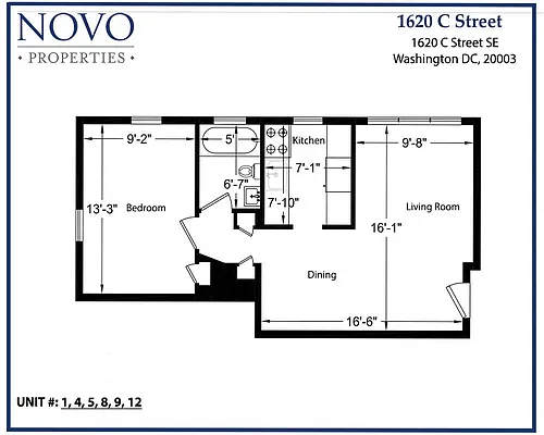 Floor plan Standard 1Bedroom/1Bath