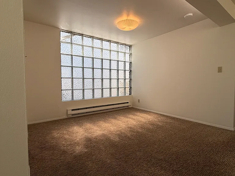 Dining area with glass block wall for extra light