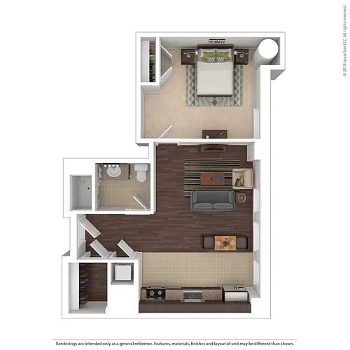 Floor plan One Bedroom 120% AMI