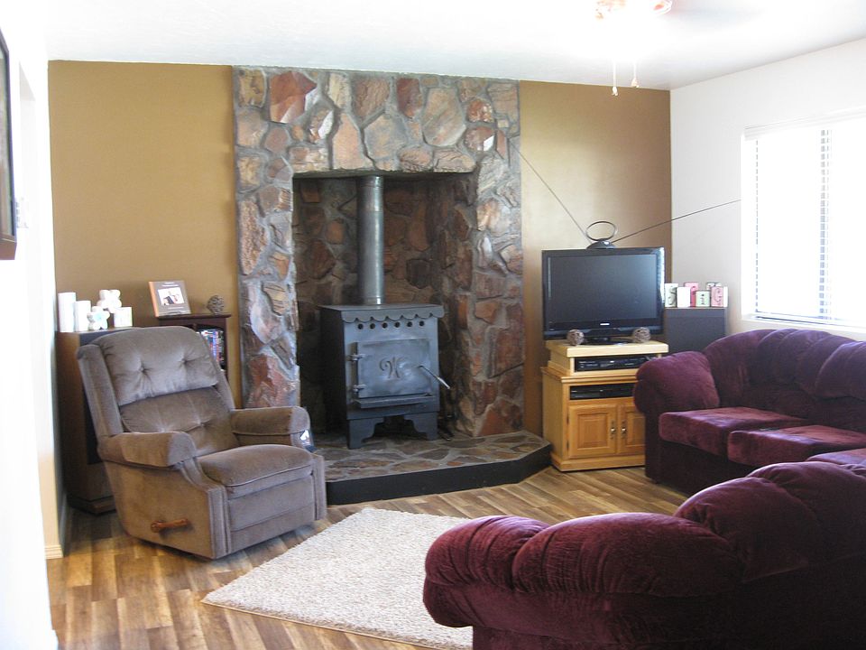 Living room with wood stove