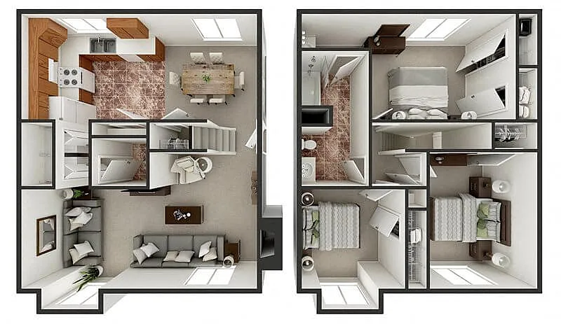Floor plan 3 Bedroom Small Townhouse