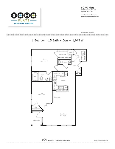 Floor plan Hickory 1.1.5 + Den (D3)
