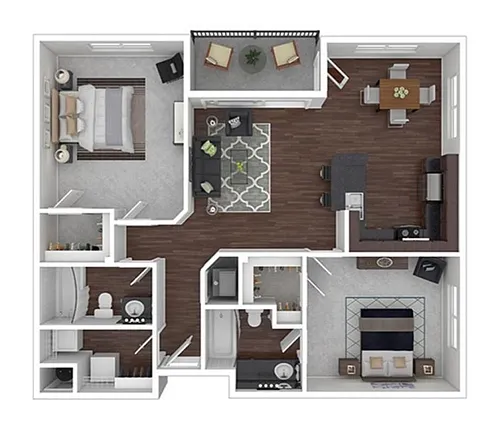 Floor plan 2 BEDROOM 2 BATH B