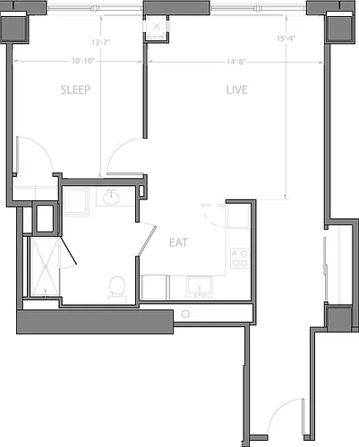 Floor plan 1 Bedroom J