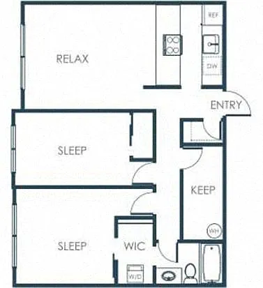 Floor plan Two Bedroom One Bath