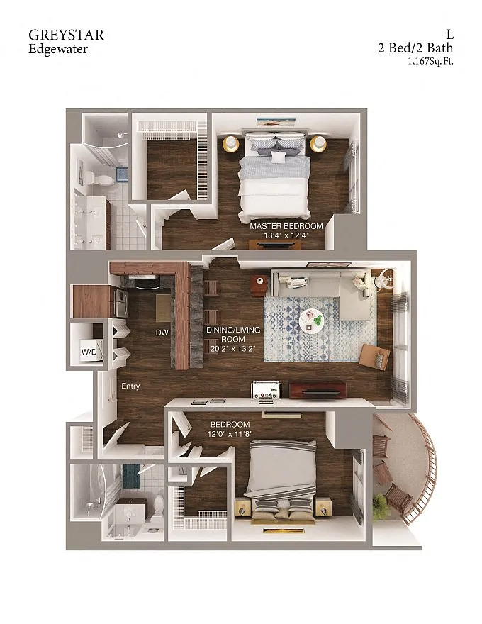 Floor plan L 2 Bed 2 Bath
