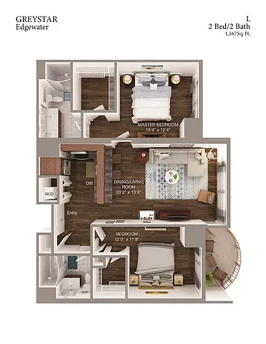 Floor plan L 2 Bed 2 Bath