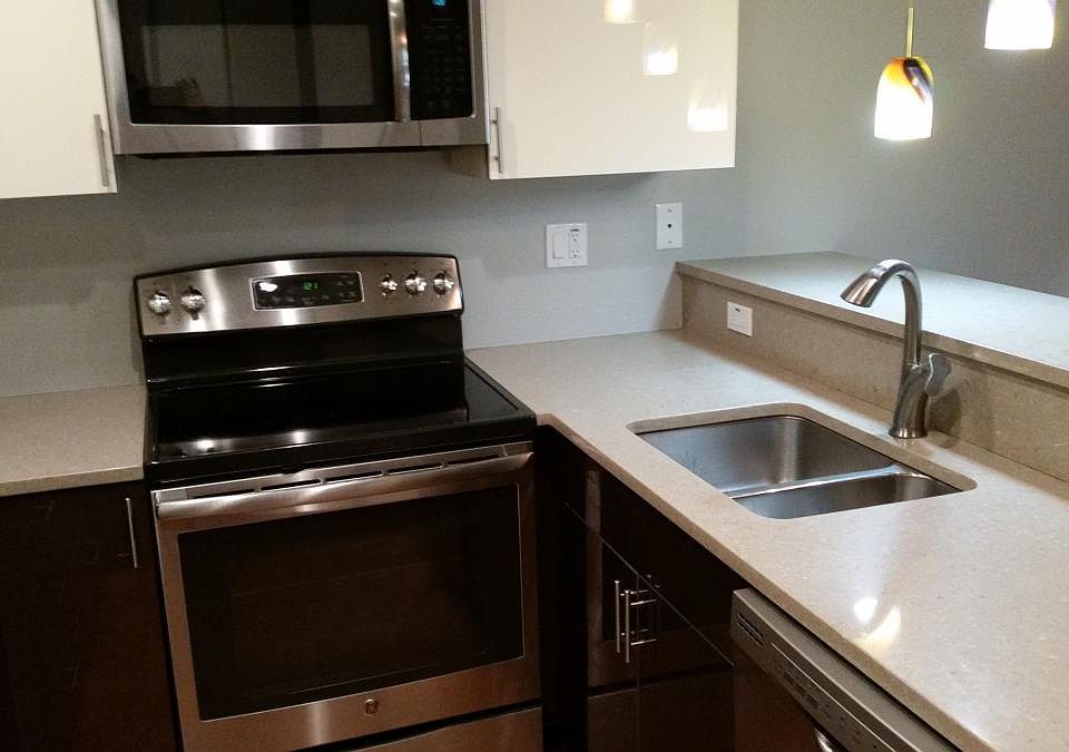 Stove and undermount stainless steel sink