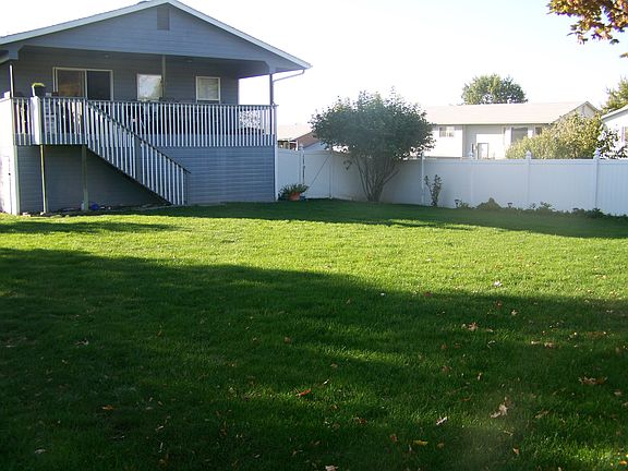 Backyard view of deck