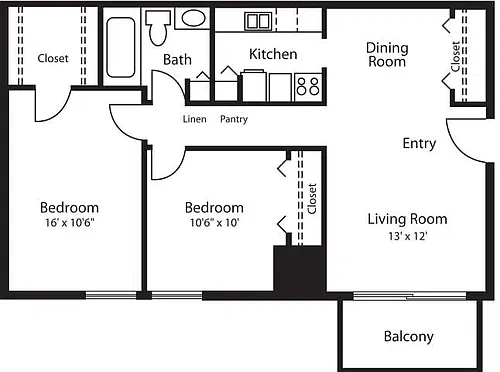 Floor plan The Gardens 2 Bedrooms
