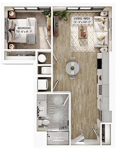 Floor plan 1 Bed/1 Bath-A1