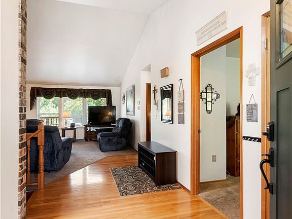 Real wood floors greet you as you open the front door to the foyer and living spaces