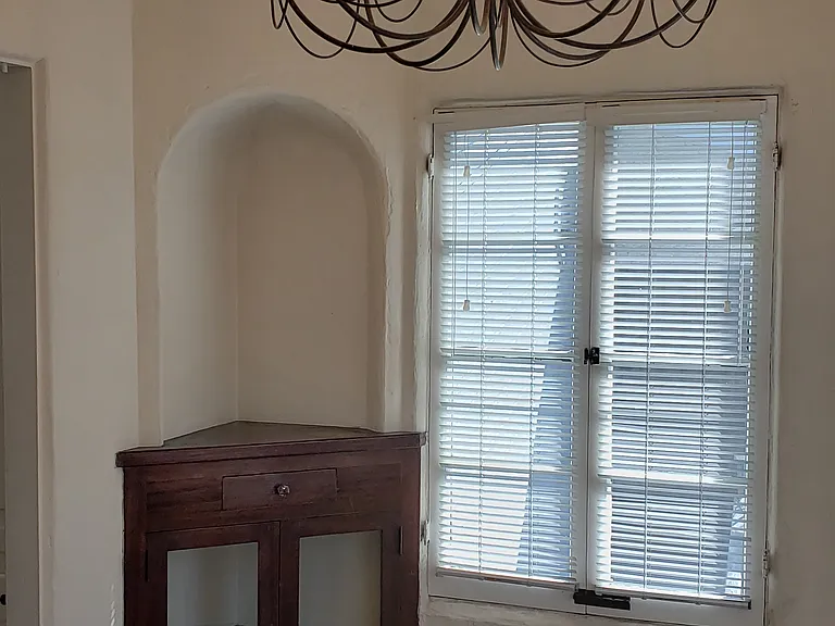 Elegant chandelier in formal dining room