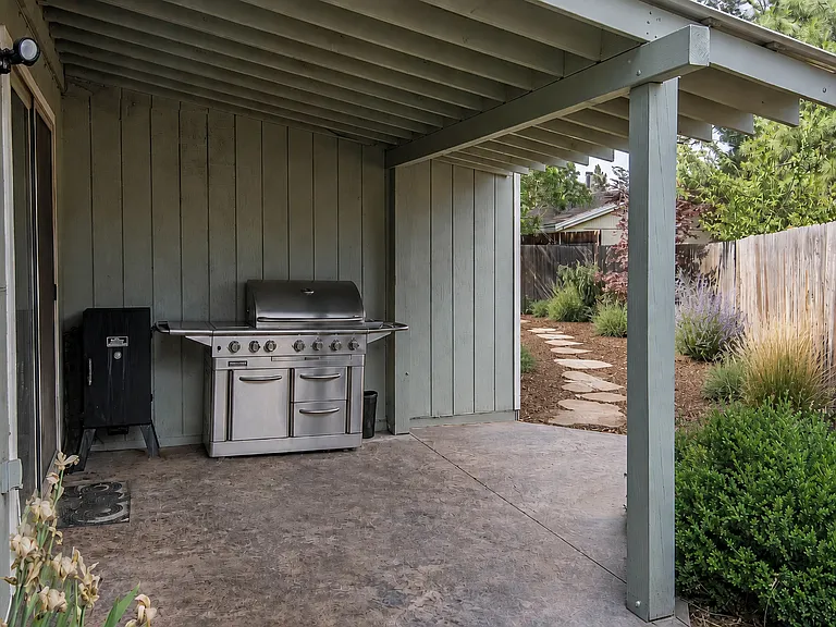 Private patio and backyard.