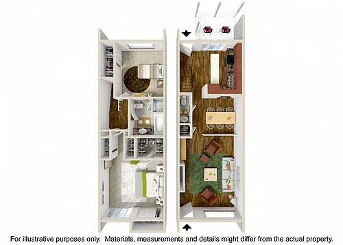 Floor plan 2 Bedroom 1.5 Bath Townhome