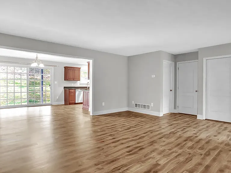 Open living room, dining and kitchen