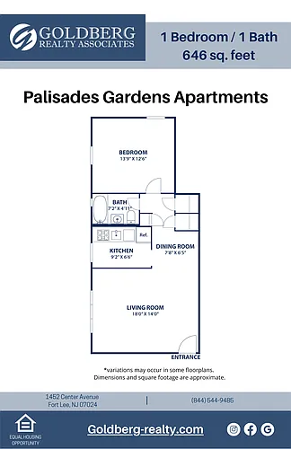 Floor plan 1 Bedroom Large
