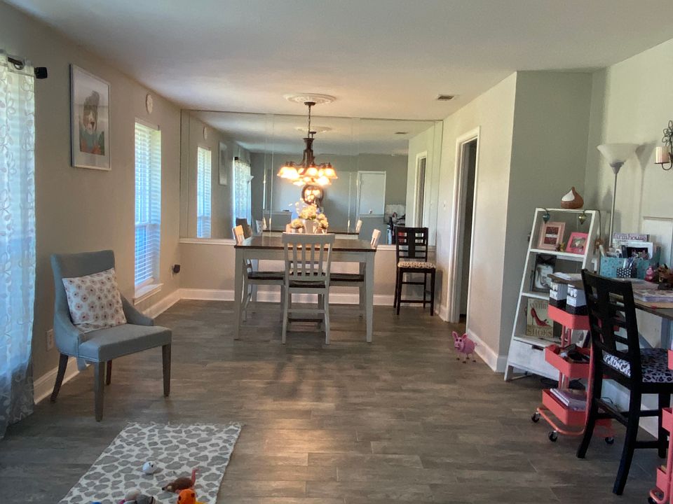Den area with dinning room