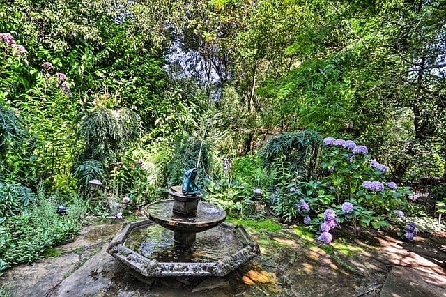 Fountain off of the garden bedroom deck