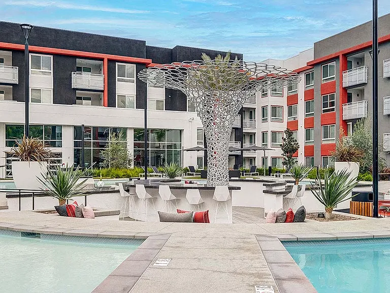 Griffis Platinum Triangle pool area with grills.