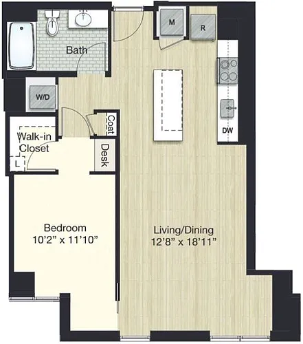 Floor plan Tier 7.0 - 1 Bed/1 Bath