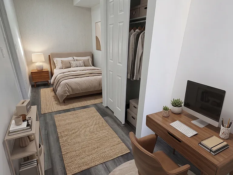 Bedroom 2- This room has been virtually staged using AI to help visualize its layout and design potential.