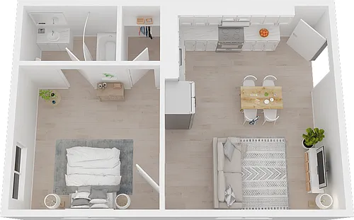 Floor plan 1BR/1BA-B