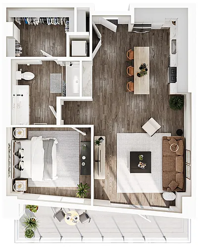 Floor plan 1 Bedroom | 1 Bath | Plan A8