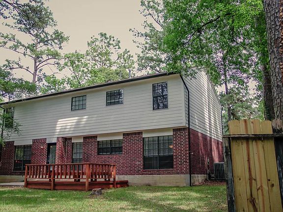 Freshly stained wood deck.