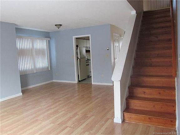 Open dining room with wood ...