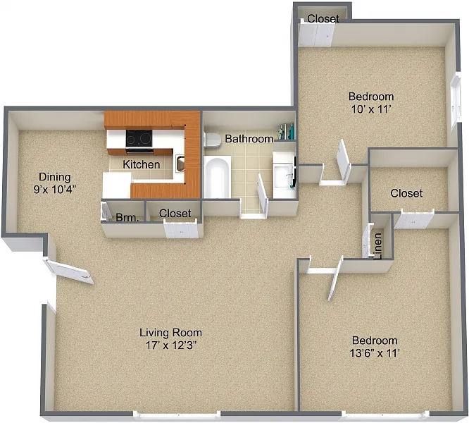Floor plan Two Bedroom Upper