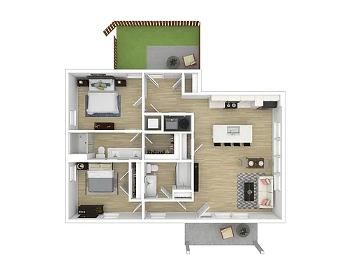 Floor plan 2br Stacked Duplex- Lower
