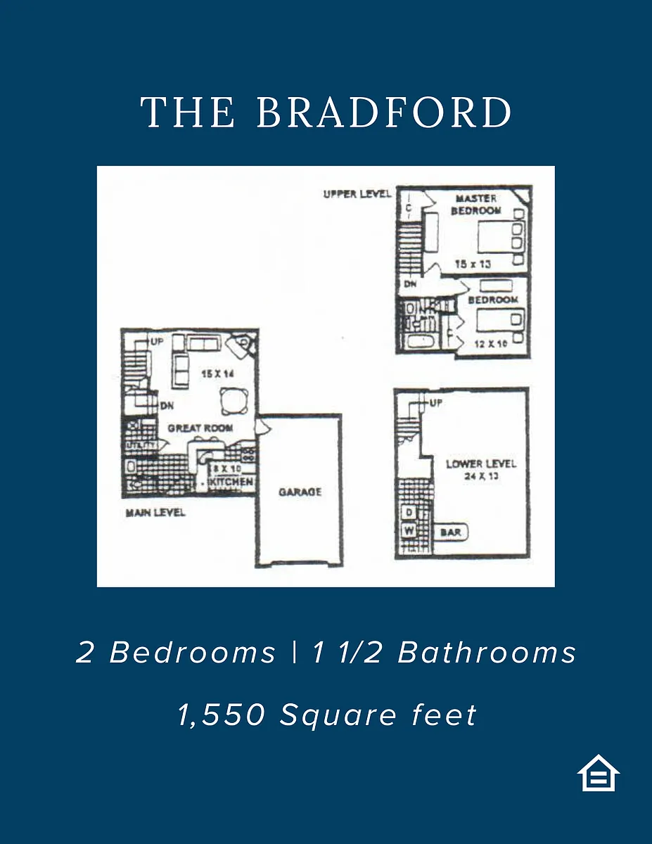 Floor plan 2 Bedroom 1.5 Bathroom