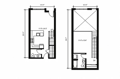 Floor plan 1x1.5 Loft L2