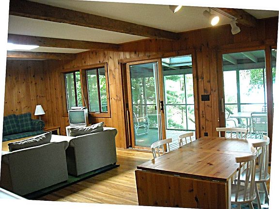 living room overlooking the lake