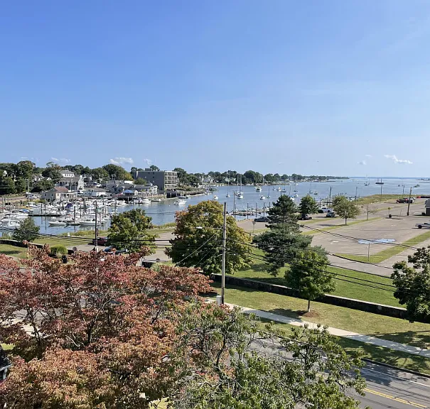 View of water and marina.