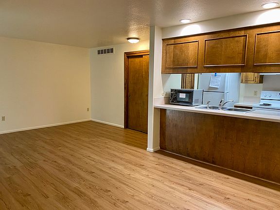 Open concept of kitchen/living room.