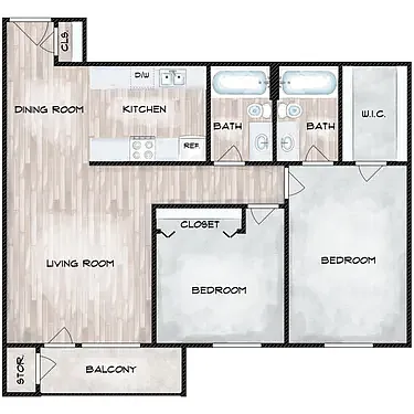 Floor plan Two bedroom two bath