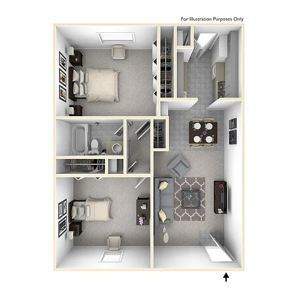 Floor plan 2 bedroom 1 bath