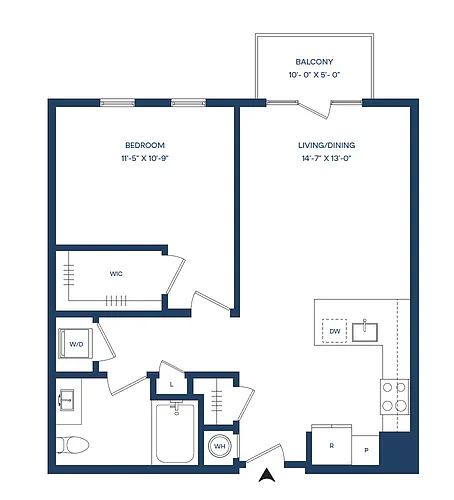 Floor plan 1Bed/1Bath A8-B Smyth