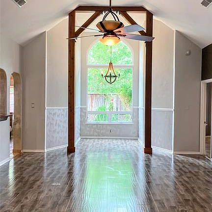 New paint Agreeable Grey really shows off the cedar beams!