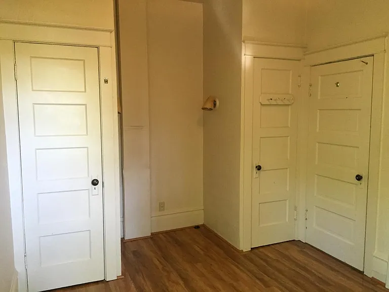 Downstairs bedroom closets & space for vanity