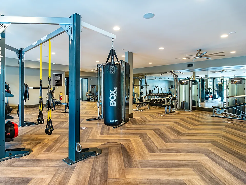 Stay active with a fully equipped fitness center right at home.