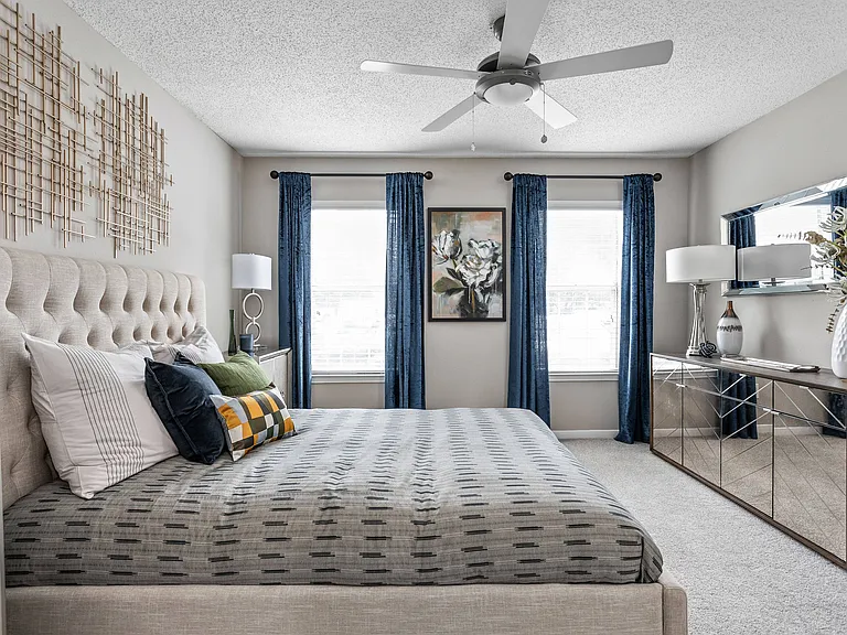 Bedroom with Tall Windows
